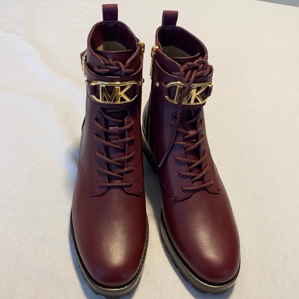 Size 9 MK Kincaid Leather Combat Boot- Merlot